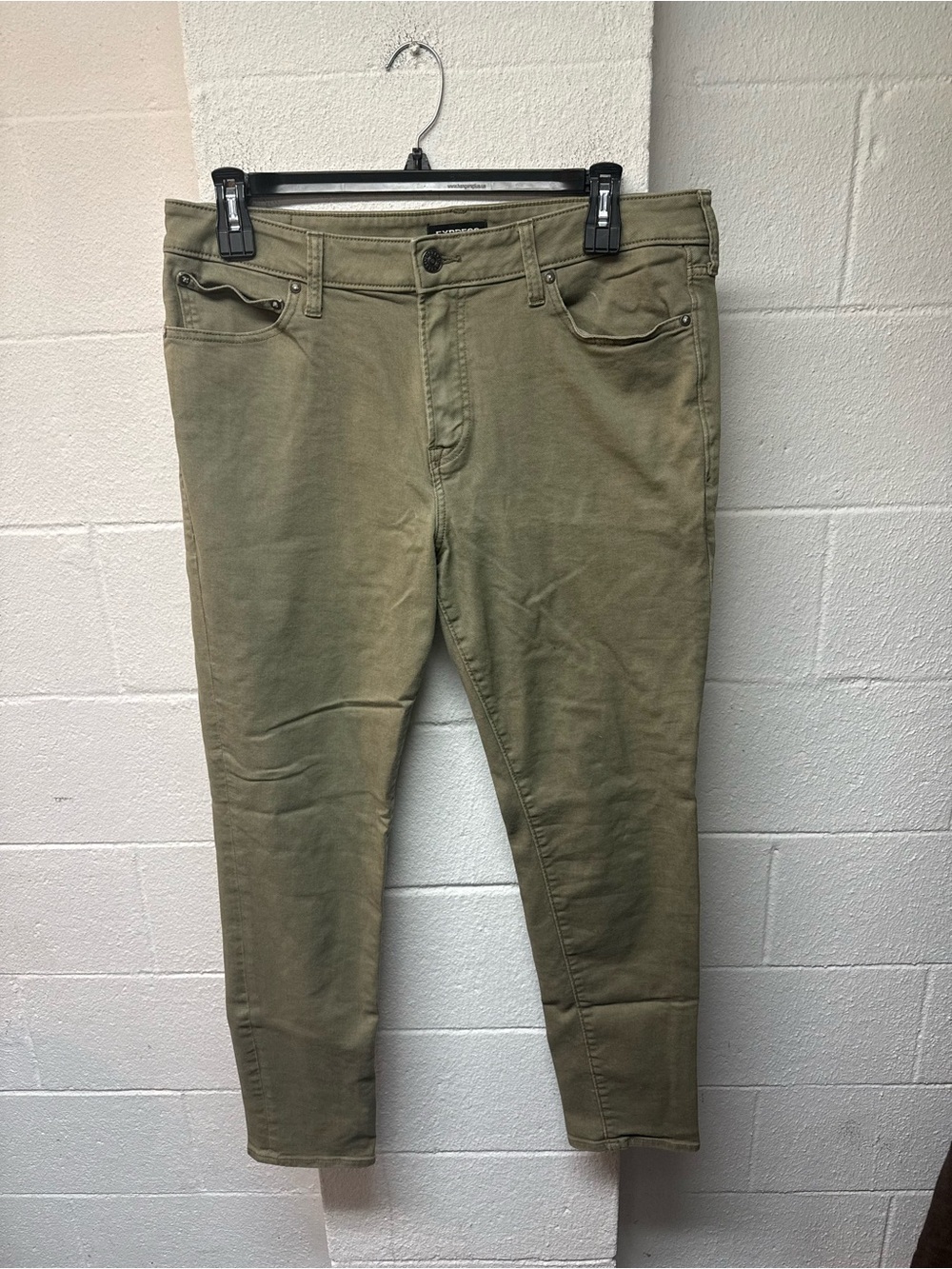 Express Olive-Toned Slim Ankle Pants